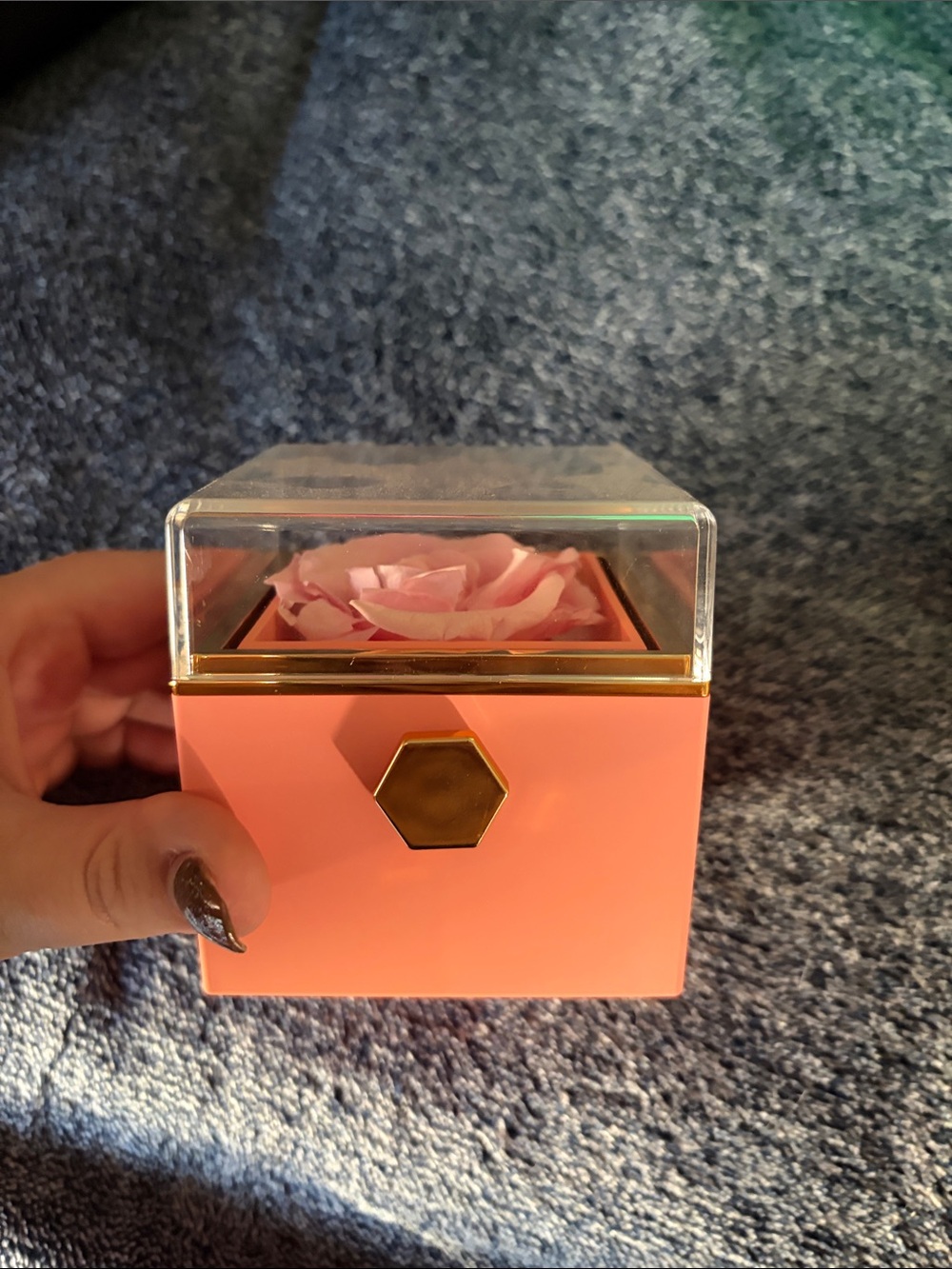 Delicate Pink Preserved Rose Jewelry Box